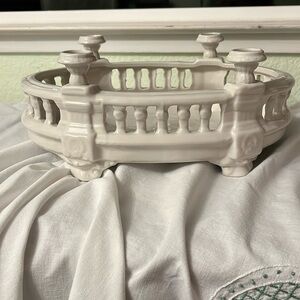 Vintage Portuguese Ceramic Centerpiece With Four Candle Holders